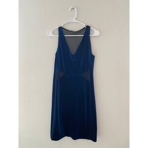 Velvet by Graham & Spencer Blue Velvet Dress Size M Sleeveless Mesh Cutout